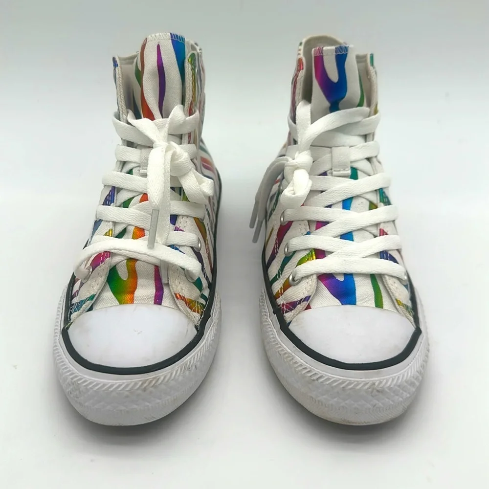 Converse Chuck Taylor Metallic Rainbow Stripe All Star Sneakers Junior Size US 4